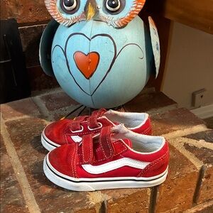 VANS Kids Red and White Sneakers